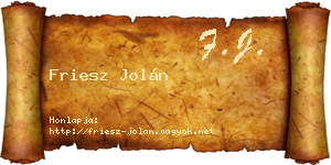 Friesz Jolán névjegykártya